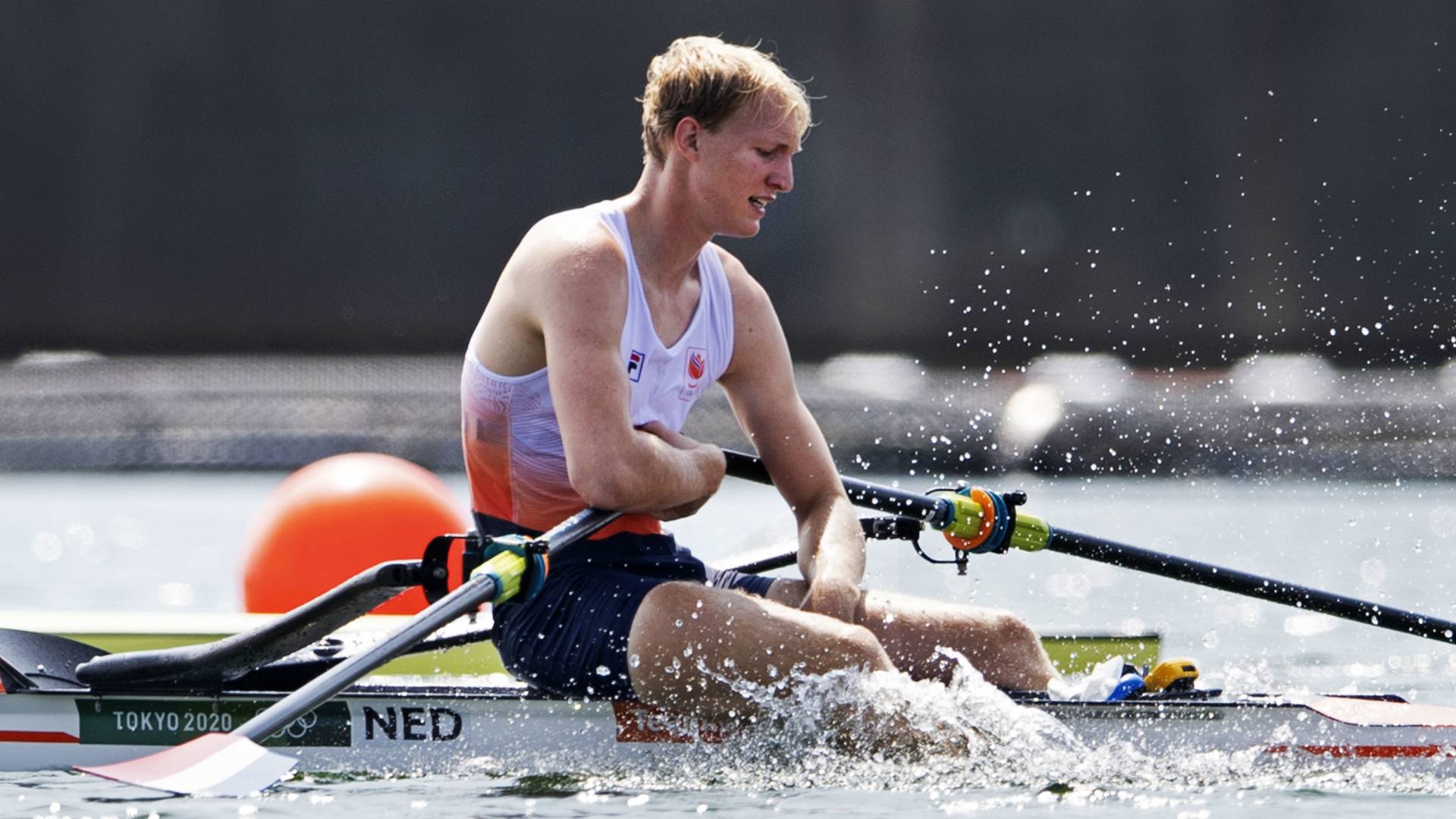 Elite rowers on the water